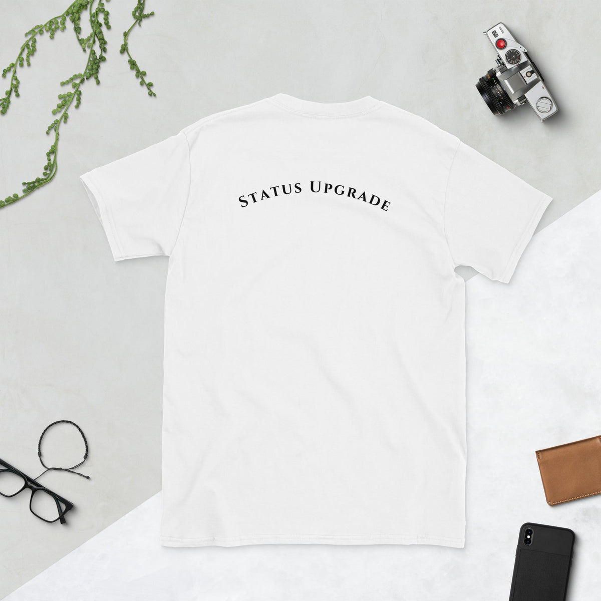 Back product view of the House of Gemzz I Am the Wealth Status Upgrade white tee