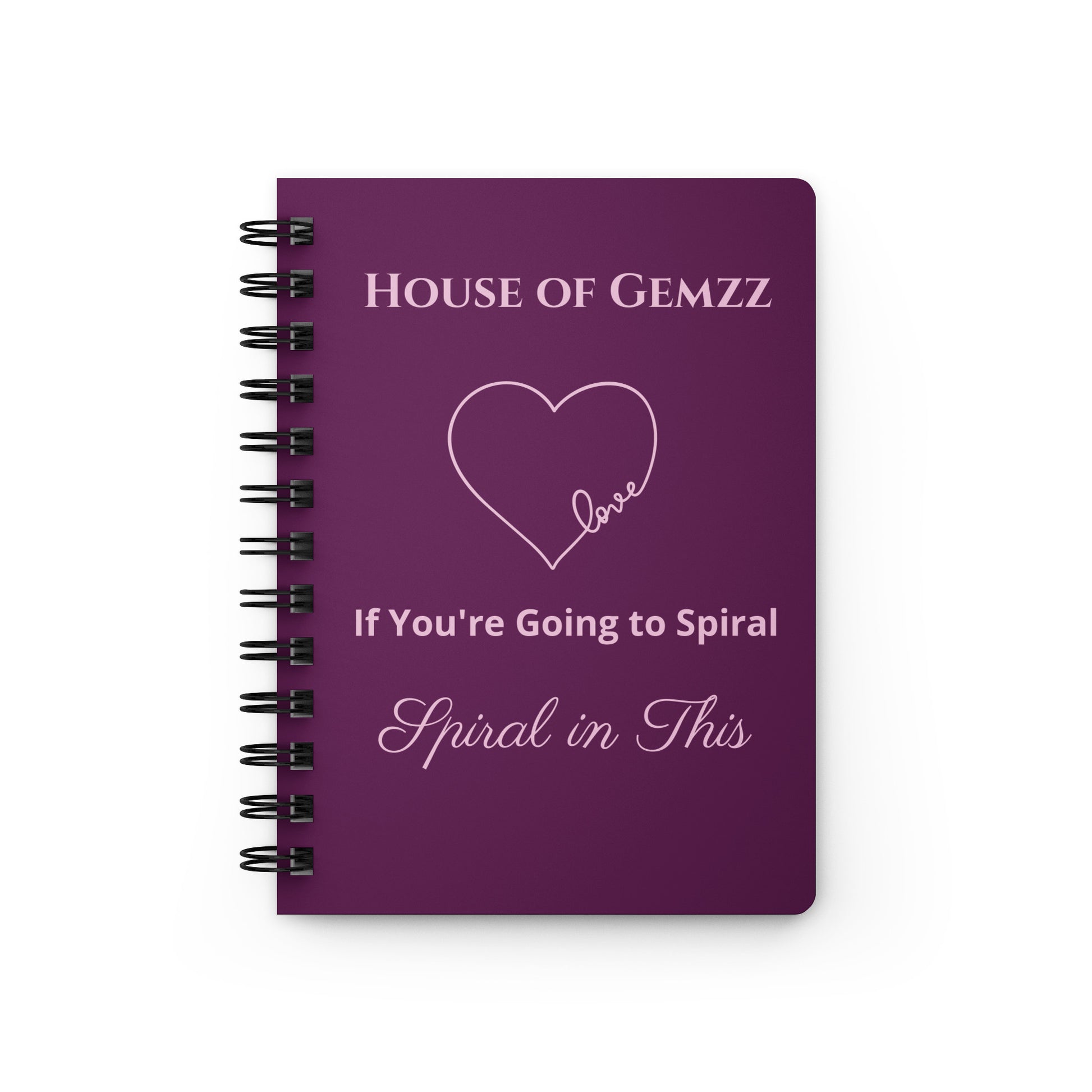 Purple notebook with 'House of Gemzz' branding on a white background