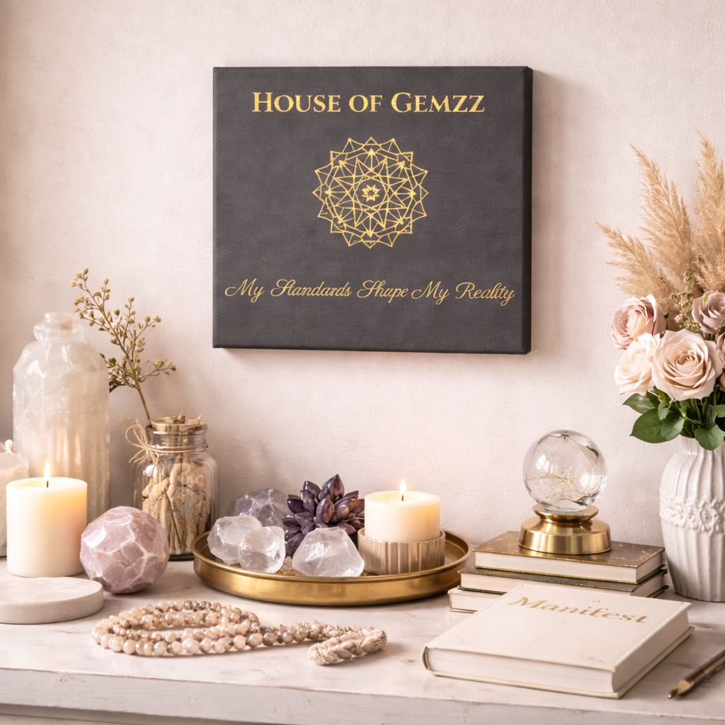 My Standards Shape My Reality Mini Canvas (6x6) – Charcoal & Gold Luxury Affirmation Art | House of Gemzz