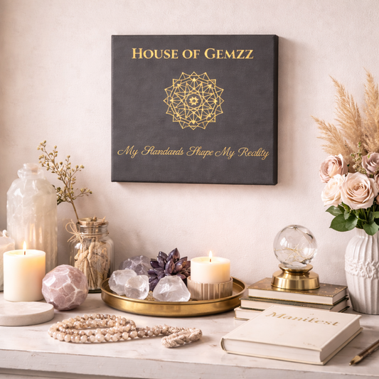 My Standards Shape My Reality Mini Canvas (6x6) – Charcoal & Gold Luxury Affirmation Art | House of Gemzz