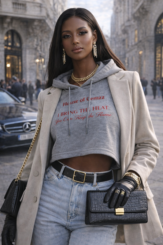 "I Bring the Heat' Crop Hoodie - Statement Cropped Hoodie | House of Gemzz