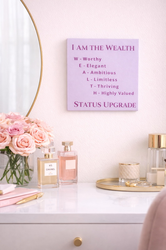 "I Am the Wealth" - Mini Affirmation Canvas (6"x6")